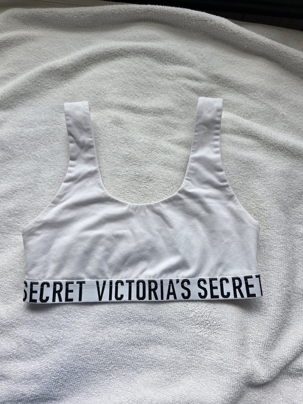 Victoria's Secret Logo Band Bralette White Size Small Cotton Lounge Wireless